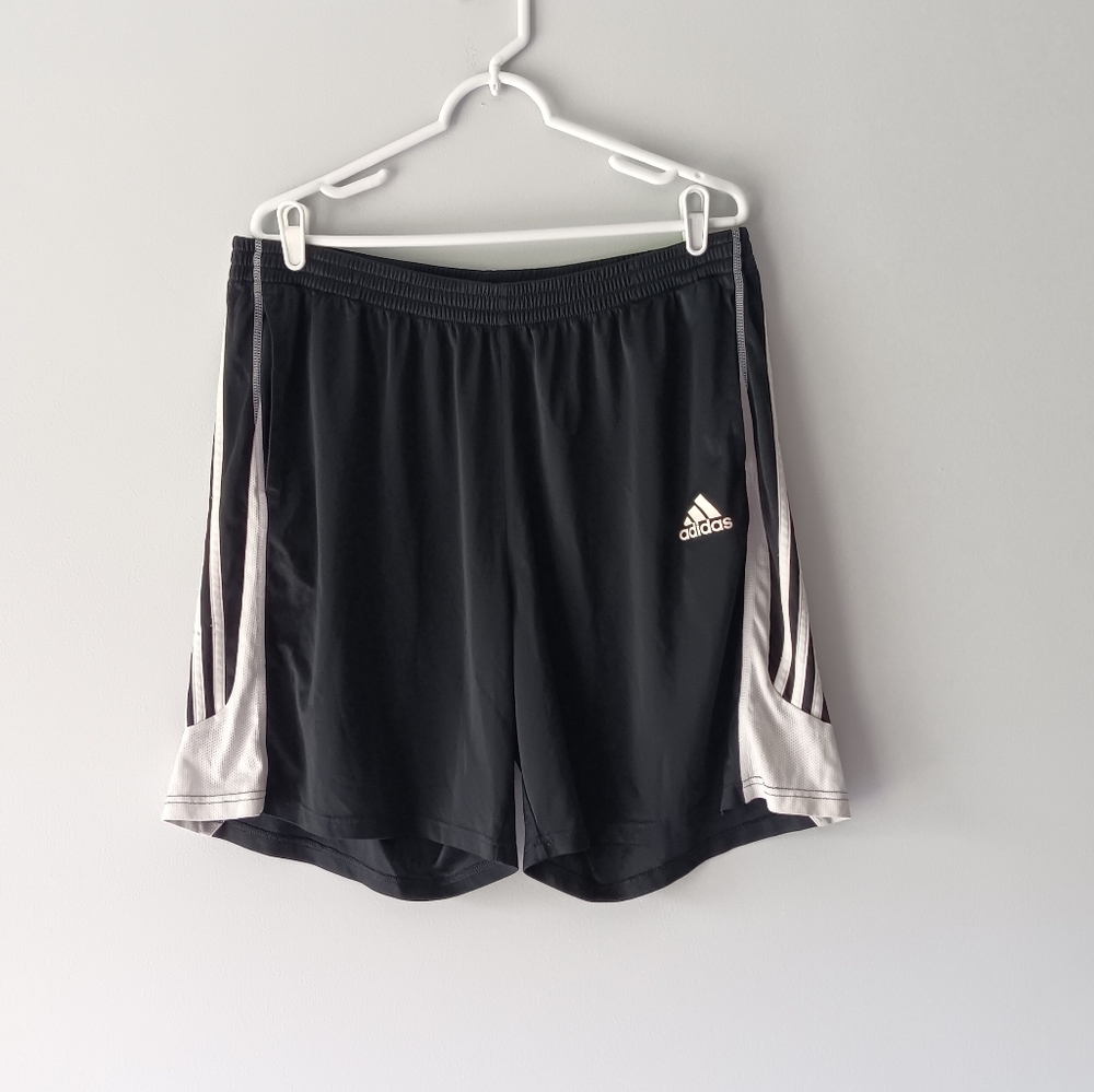 Adidas Classic Fitness Shorts Stripes Pull-On Pockets Black White Size 2XL